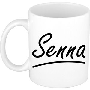 Senna naam cadeau mok / beker sierlijke letters - Cadeau collega/ moederdag/ verjaardag of persoonlijke voornaam mok werknemers