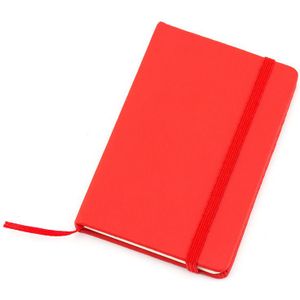 Notitieblokje rood met harde kaft en elastiek 9 x 14 cm - 100x blanco paginas - opschrijfboekjes