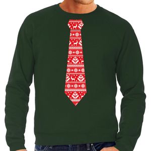 Bellatio Decorations stropdas Kersttrui/kerst sweater kerstpatroon - heren