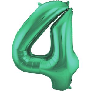 Folat Folie cijfer ballon - 86 cm groen - cijfer 4 - verjaardag leeftijd
