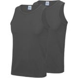 2-Pack Maat XXL - Sport singlets/hemden grijs voor heren - Hardloopshirts/sportshirts - Sporten/hardlopen/fitness/bodybuilding - Sportkleding top grijs voor mannen