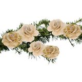 Kerstversiering bloemen/rozen - 9 cm - goud - 6x stuks