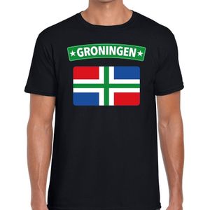 Groningen vlag t-shirt zwart voor heren - Grunnen vlag shirt voor heren