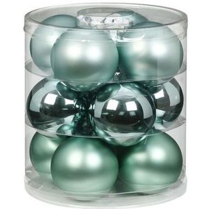 12x Mint groene glazen kerstballen 8 cm glans en mat - Kerstboomversiering mint groen