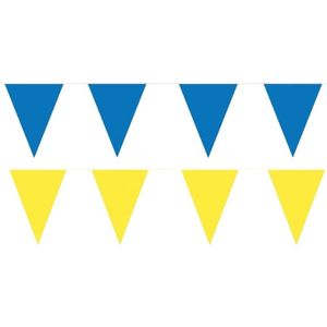 Gele/Blauwe feest punt vlaggetjes pakket - 200 meter - slingers/ vlaggenlijn