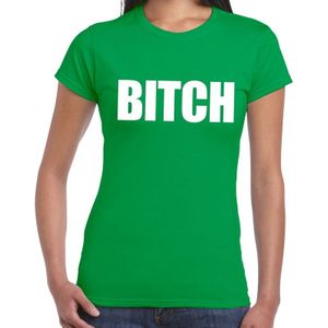 BITCH tekst t-shirt groen dames - dames fun/feest shirt