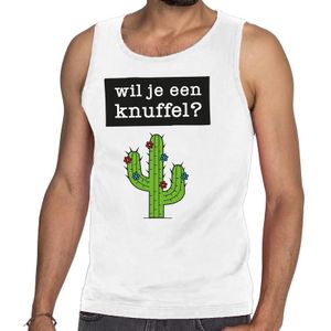 Wil je een Knuffel tekst tanktop / mouwloos shirt wit heren - heren singlet Wil je een Knuffel?