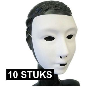 10x Wit grimeer masker met kalklaag - Blanco gezichtsmasker