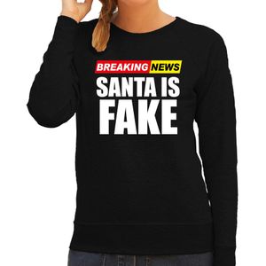 Bellatio Decorations foute Kersttrui breaking news fake Kerst - sweater - zwart - dames