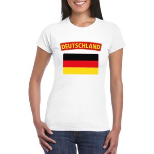 Duitsland t-shirt met Duitse vlag wit dames