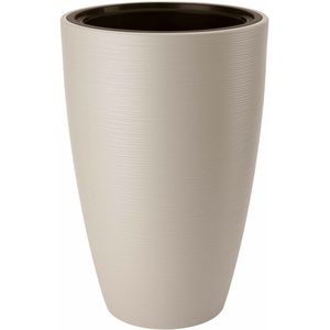 Form Plastic Plantenpot/bloempot Gobi - kunststof - licht grijs - D40 x H58 cm - met binnenpot - rond