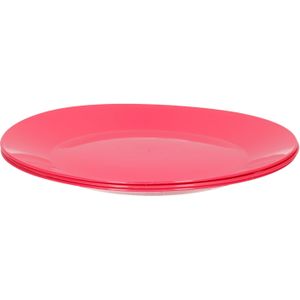 3x stuks ontbijt/diner bordjes hard kunststof 21 cm in het roze. Outdoor servies camping/picknick/verjaardag