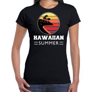 Hawaiian zomer t-shirt / shirt Hawaiian summer voor dames - zwart -  Hawaiian party / vakantie outfit / kleding / feest shirt