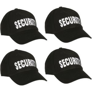 4x stuks security thema baseballcap voor volwassenen - Maat 58 cm