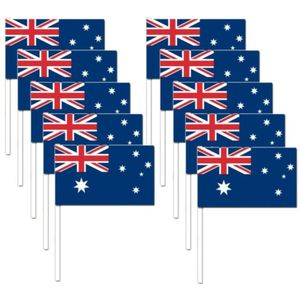 Pakket van 30x stuks bellatio Decorations zwaaivlaggetjes/handvlaggetjes papier Australie 24 cm