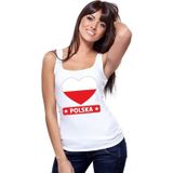 Polen singlet shirt/ tanktop met Poolse vlag in hart wit dames
