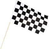 4x Finish vlaggen zwaaivlaggen wit/zwart geblokt 30 x 45 cm - Formule 1 vlag - Race vlaggen
