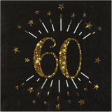 Verjaardag feest servetten leeftijd - 20x - 60 jaar - goud - 33 x 33 cm