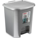 Forte Plastics - WC-/toiletborstel houder - zilver - pedaalemmer 7.5L