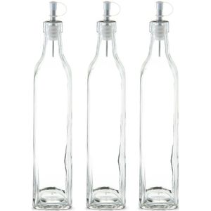 4x Glazen azijn/olie flessen met schenktuit 500 ml - Zeller - Keuken/kookbenodigdheden - Tafel dekken - Azijnflessen - Olieflessen - Doseerflessen van glas