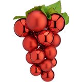 Druiventros namaakfruit/nepfruit kerstdecoratie - 33 cm - rood - 2x stuks