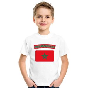 Marokko t-shirt met Marokkaanse vlag wit kinderen