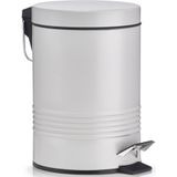 2x Grijze vuilnisbakken/pedaalemmers 3 liter van 17 x 25 cm - Zeller - Huishouding - Badkameraccessoires/benodigdheden - Toiletaccessoires/benodigdheden - Kleine prullenbakken