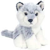 Pluche Grijze Wolf Puppy Knuffel van 12 cm - Dieren Speelgoed Knuffels Cadeau - Wolven
