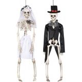 Decoratief horror skelet bruid en bruidegom poppen 41 cm - Halloween versiering