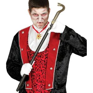 Vampier/Dracula zwarte wandelstok met slang 78 cm - Halloween/Horror verkleed accessoire - Scepters/staffen/wandelstokken