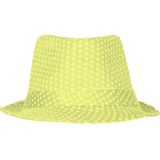 Carnaval verkleedset Partyman - glitter hoedje en bretels - neon geel - heren - verkleedkleding