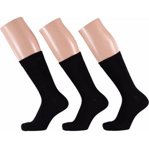 Zwarte dames sokken 3 paar maat 35/42 - Basic sokken zwart