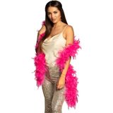 Boland Carnaval verkleed boa met veren - 2x - roze - 180 cm - 50 gram - Glitter and Glamour