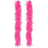 Boland Carnaval verkleed boa met veren - 2x - roze - 180 cm - 50 gram - Glitter and Glamour