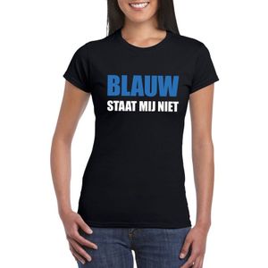 Blauw staat mij niet tekst t-shirt zwart voor dames - dames fun shirts