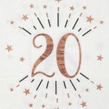 Verjaardag feest servetten leeftijd - 20x - 20 jaar - rose goud - 33 x 33 cm