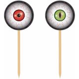 100x Horror halloween cocktailprikkers met oogbollen - Halloween/horror decoratie/versiering