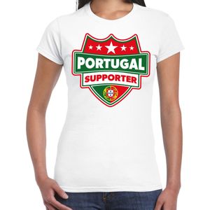 Portugal supporter schild t-shirt wit voor dames - Portugal landen t-shirt / kleding - EK / WK / Olympische spelen outfit