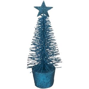 Glitter mini kerstboompje blauw