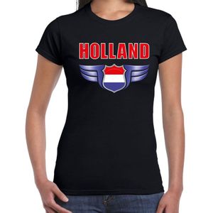 Holland landen t-shirt Nederland zwart voor dames - Nederland / Oranje supporter shirt / kleding - EK / WK voetbal