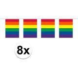 8x Gay Pride regenboog kleuren thema vlaggenlijnen 10 meter - LHBT thema artikelen