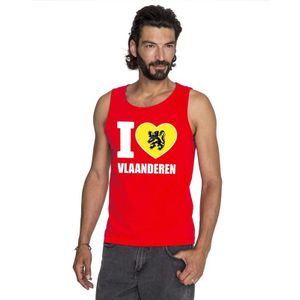 Tanktop I love Vlaanderen voor heren - rood - Vlaamse hempjes / outfit / onderhemden