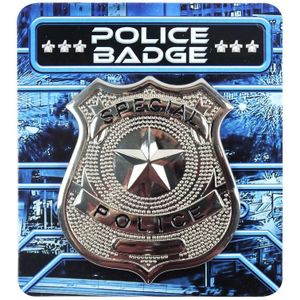 Zilveren politie badge verkleed accessoire