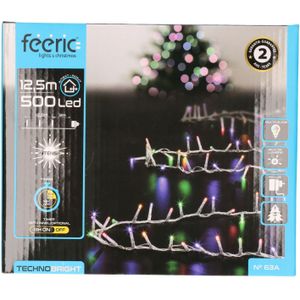 Feeric lights Feestverlichting - gekleurd - 12 meter - 500 led lampjes - transparant snoer