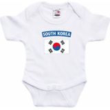 South-Korea baby rompertje met vlag wit jongens en meisjes - Kraamcadeau - Babykleding - Zuid-Korea landen romper