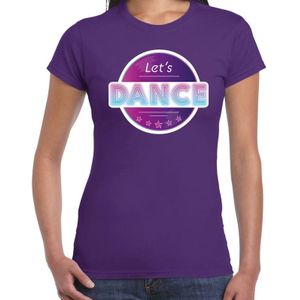 Lets Dance disco/feest t-shirt paars voor dames - paarse dance / seventies feest shirts