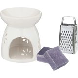 Amberblokjes/geurblokjes cadeauset - lavendel - inclusief geurbrander en mini rasp