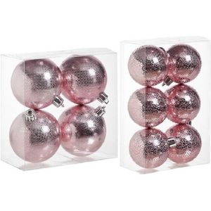 Kerstversiering set circel-motief kerstballen in het roze 6 en 8 cm pakket - 20x stuks