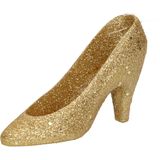 8x Kersthangers gouden hakken/pumps 10 cm kerstboomversiering - Kerstversiering - Kerstornamenten goud