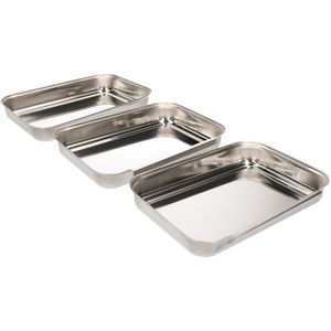 Set van 3x RVS vleeswaren / beleg schalen - Vleeswaren bakjes - Broodbeleg serveren